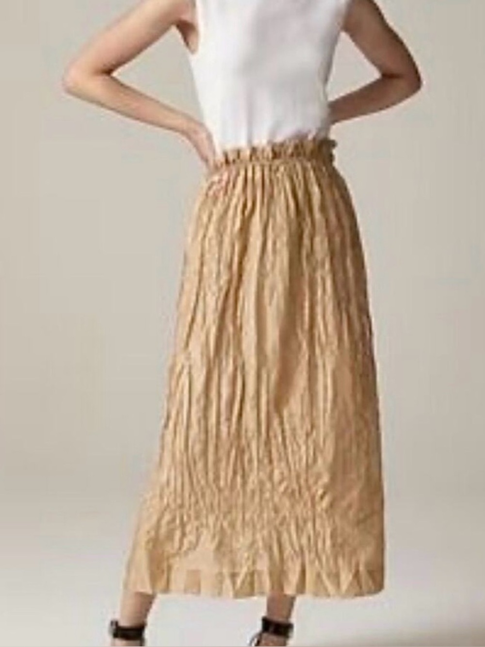 J. Crew Crinkled Gathered-Waist Midi Skirt